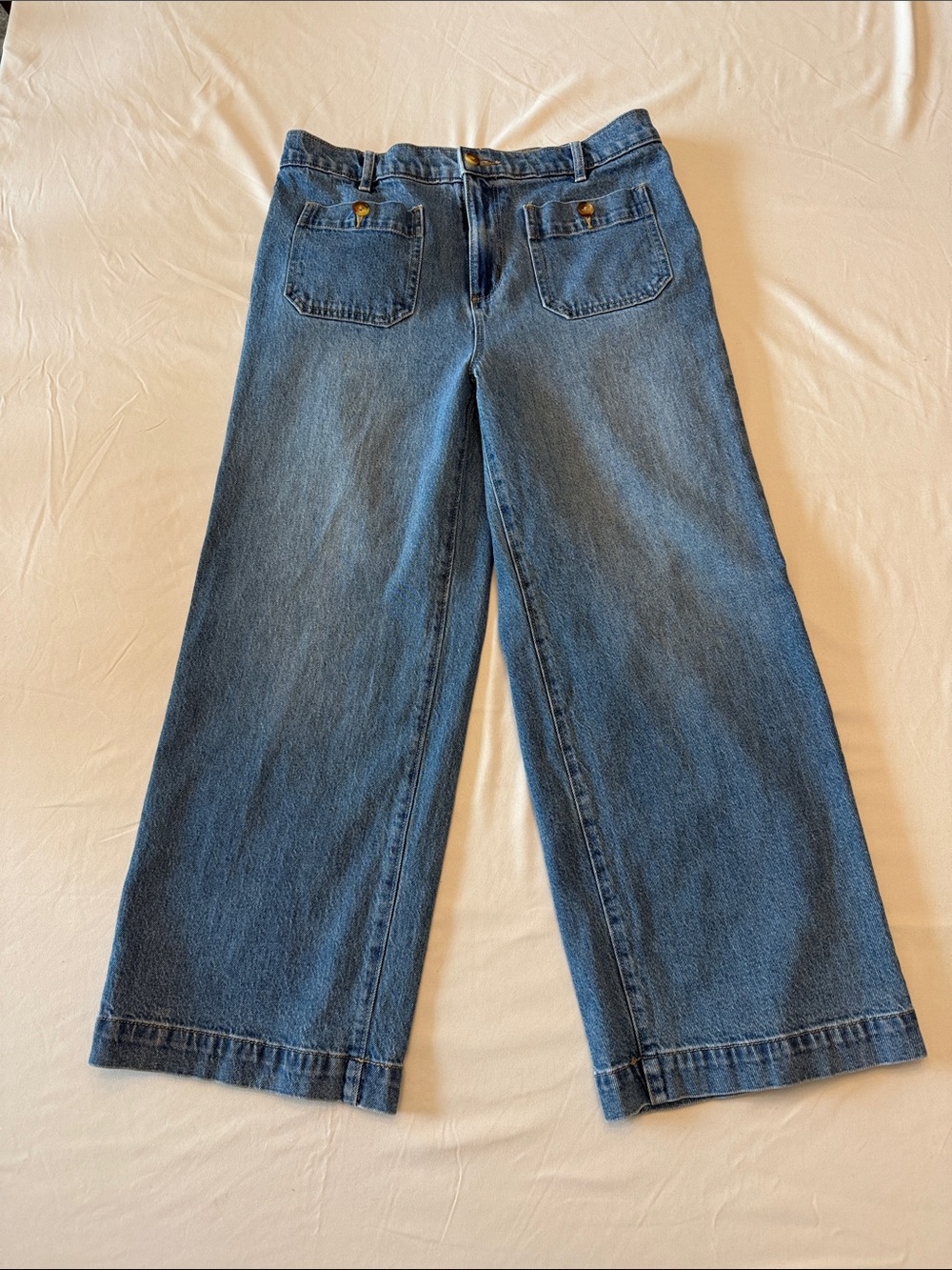 LOFT Palmer Wide Leg Jeans Size 29 Medium Wash High Rise Cropped Denim